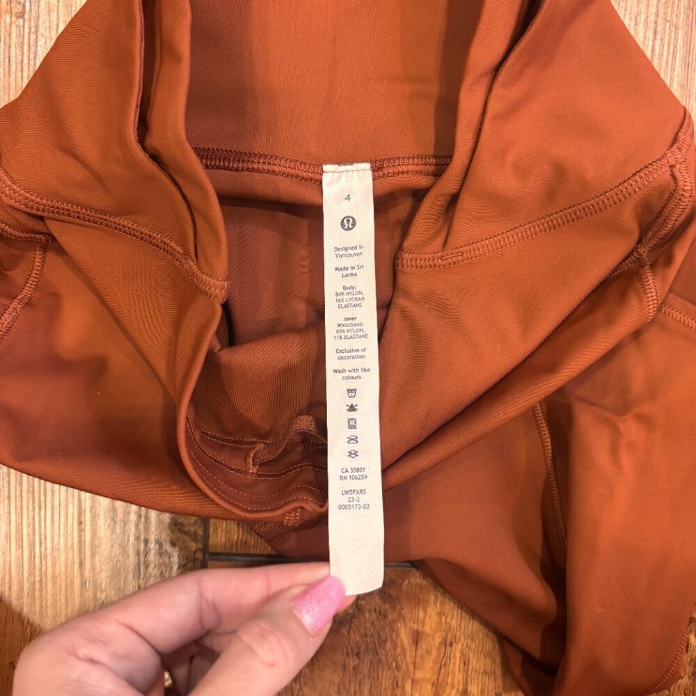 Lululemon Fast and Free High-Rise Tight 25” Pockets Dark Terracotta Womens Sz 4 - Picture 4 of 7